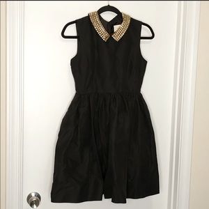 Kate spade black fit and flare dress gold collar